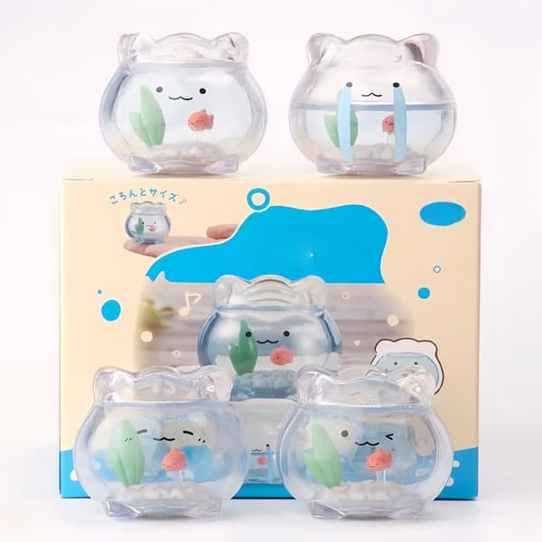 1 stk Mini Gjennomsiktig Gullfisk Tank Jun Expression Blind Box Mi