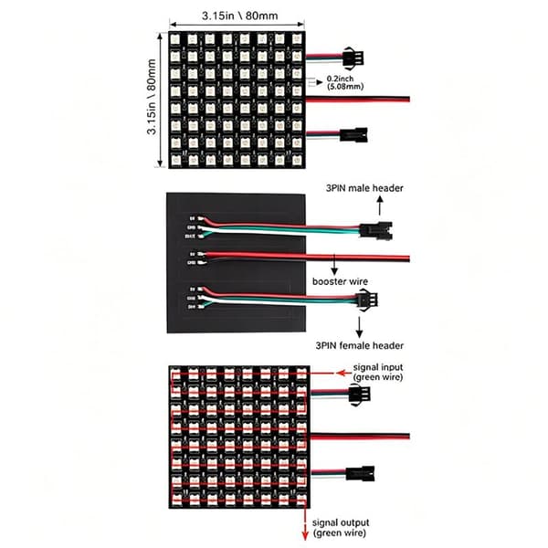 WS2812B Smart Pixel Module Matrix-paneeli 8x8 16x16 8x32 LED Digi C