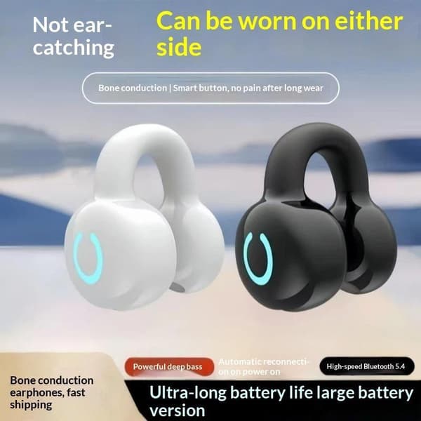 Trådløs Bluetooth Enkel Øre Benledning Klips Øretelefon White