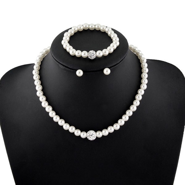 4st/ set Vintage Simple Pearl Necklace Örhängen Smycken Set För