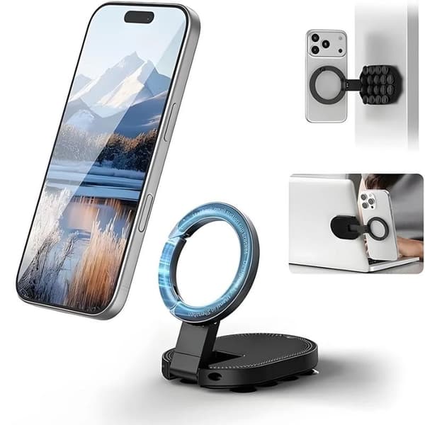 3-i-1 Sugfäste Magnetisk Telefonhållare Justerbar Bärbar Black