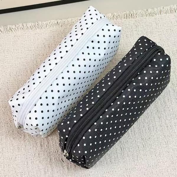 Prickig pennfodralset Stor kapacitet Canvas Dragkedja Pennficka White
