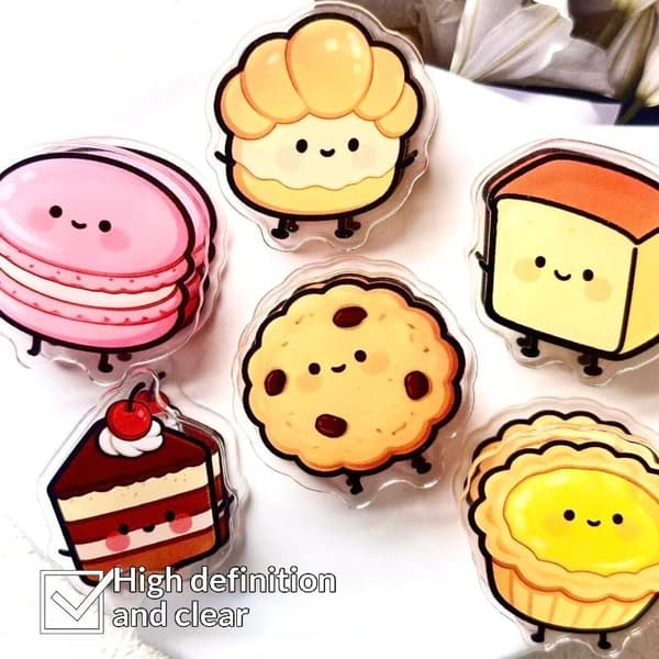 6 st/set Kawaii tecknad dessert akryl gem e Journal D 6pcs set