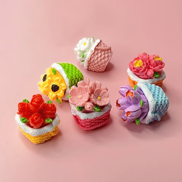 2st Dollhouse Miniatures Mini Flower Basket Model Doll House A
