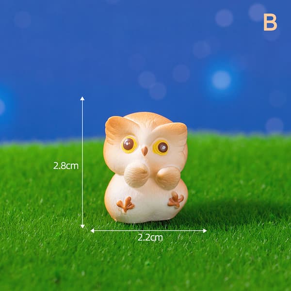 Mini Resin Owl Statue Micro Landscape Decoration For Car Home D B