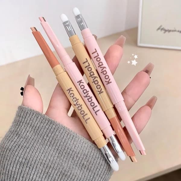 Tvåfärgad Matt Highlighter Ögonskuggspenna för Under Ögonen Nude Beige A2