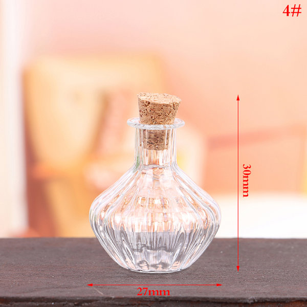 1:12 Dukkehus Oppbevaringstank Glassflaske m/korklokk Tiny Jar 4#