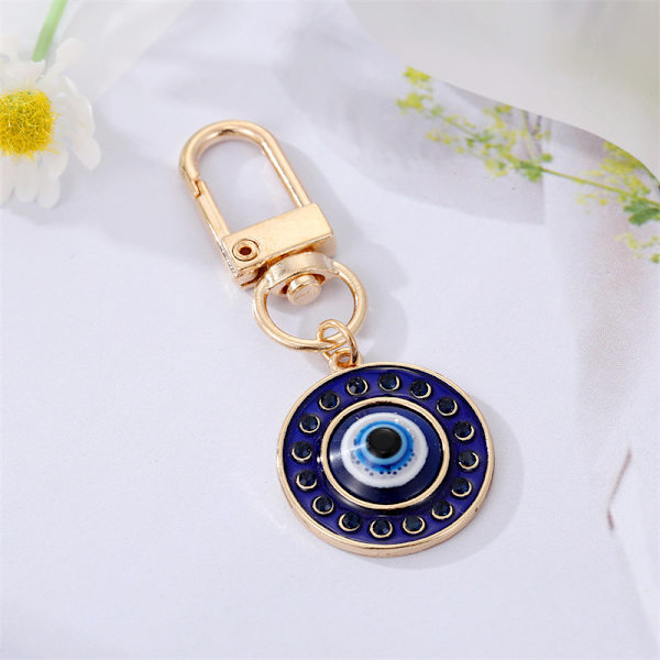 Rund Evil Eye Keychain Nyckelring för vänner par Boho Blue A5