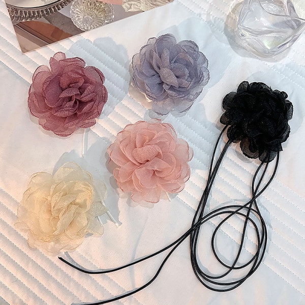 Pörröinen kangas pitsi Flower Choker kaulakoru naisten pitkä pitsi Ro A4