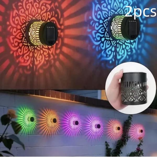4 stk. dekorativt solcelle-mandala-lys, solcelledrevet udendørs dæk changeable 4pcs