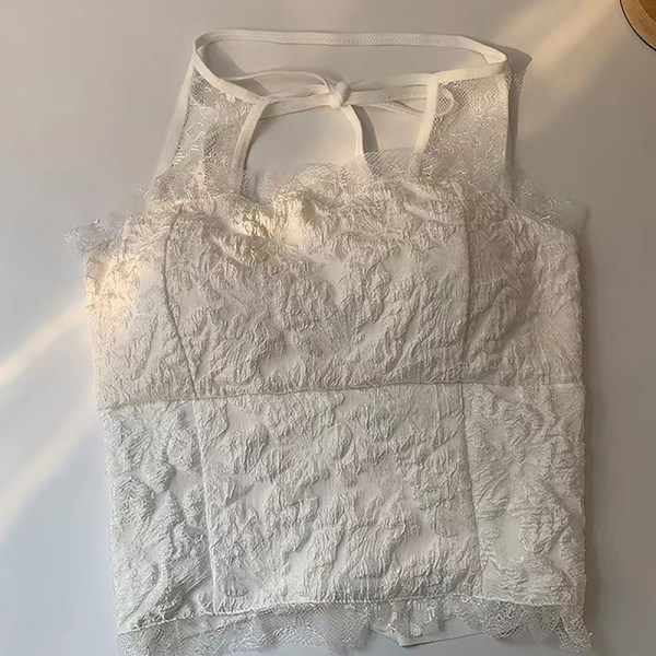 Hanging Neck Lace Vacker Back Base Shirt Sexig Off Shoulder V White