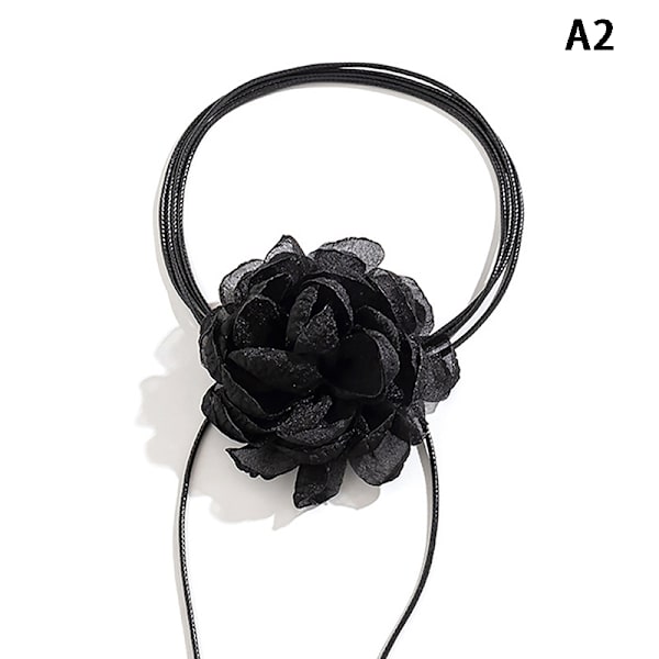 Fluffy Stoff Blonder Blomst Choker Halskjede Kvinner Lang Lace-up Ro A2