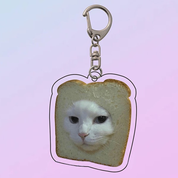 Creative e Toast Cat akryl nyckelring Rolig Kawaii djur Penda D