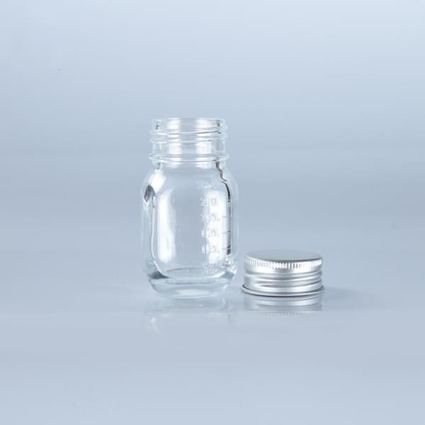 1 st 30 ml liten glasflaska med lock medicinflaska pulver ca Silver