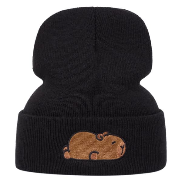 Capybara stickad mössa Hip Hop kepsar Unisex vuxen Hippie mössor White