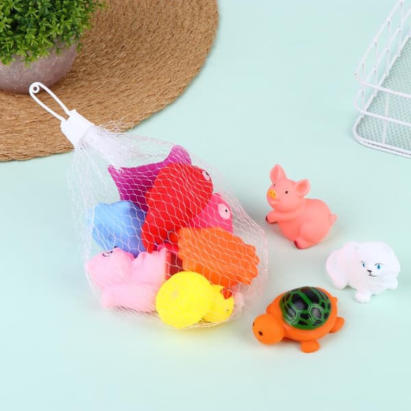 10 stk. blødt badelegetøj til babyer med pibelyd og farverige dyreformer 10Pcs random