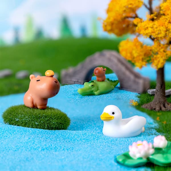 Miniatyr Capybara Modell Figur Desktop Hage Landskap Orna 5