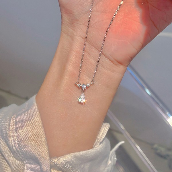 Ny mote sirkon halskjede Crystal Water Drop anheng halskjede