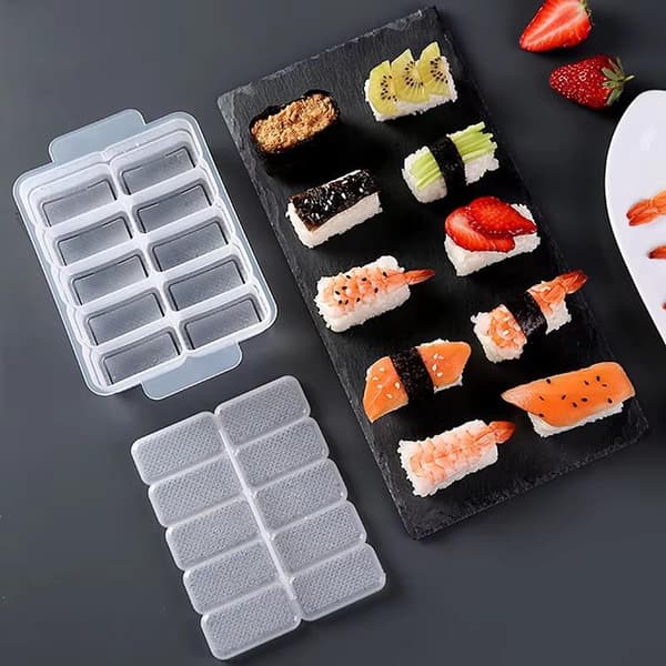 10 fack sushiform non-stick tryckförvaringslåda lunchverktyg D