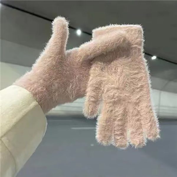 n INS Style Dejlig Coral Velvet Fingerless Furry åndbar Glo White
