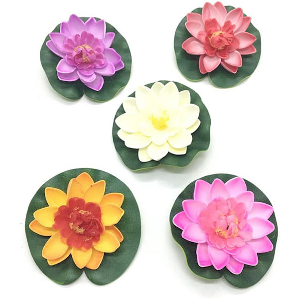 5 stk. Kunstige Flydende Vand EVA Lotus Blomster Dam Dekoration Tank