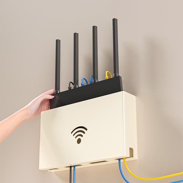 Minimalist trådløs router opbevaringsboks uden borevæg Gray