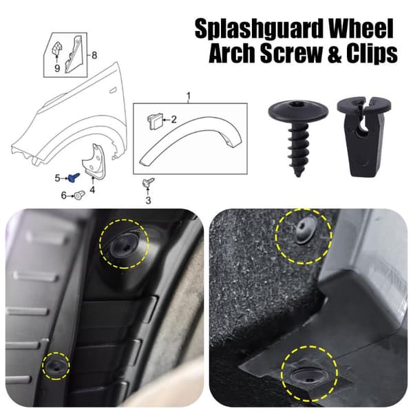 Automatisk sprutskjermfôring, trykkskruer for motorromsunderstell 50PCS