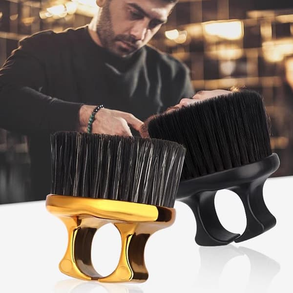 Frisør Fingerbørste Barberting Ren Hårbørste Nakke Duster Gold