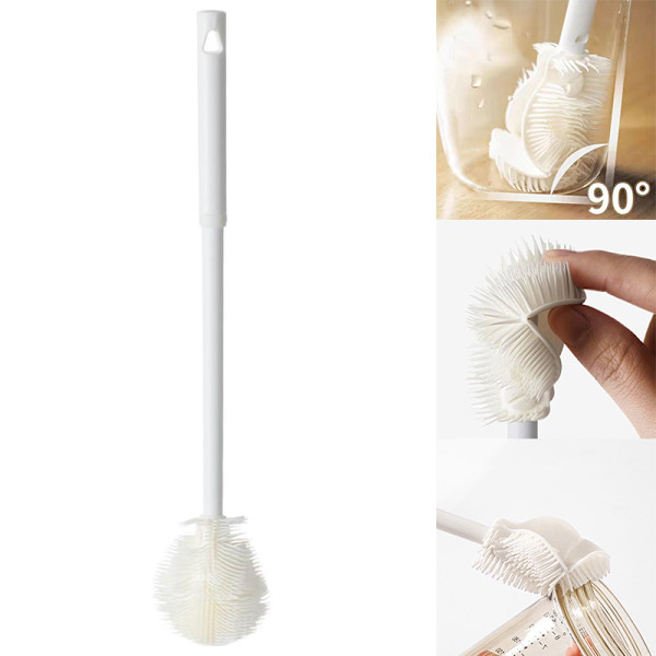 Silikonkoppbørste Koppskrubber Glassrenser Flaske Glasskopp White