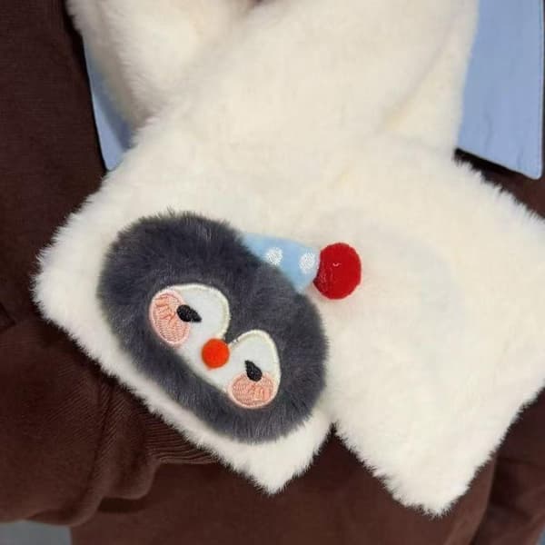 e Fisk og Pingvin Tørklæde Børn Studerende Vinter Varm Kryds Plys A7