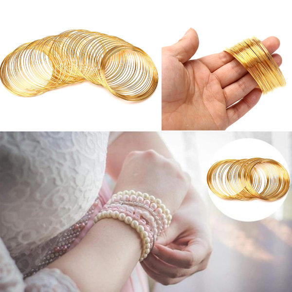 100 sirkler 0,6 mm Stål Memory Wire For Beading Bangle Armbånd Rose Gold