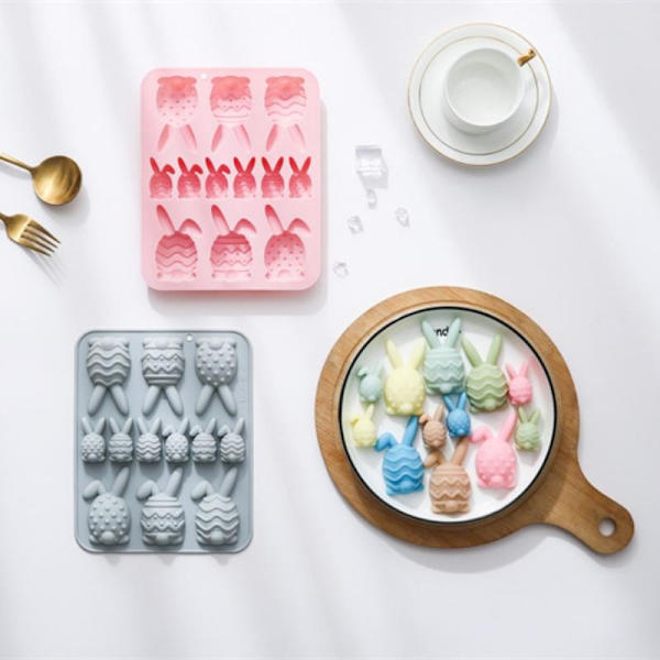 Påskehare eggformet silikonform DIY kakekjeks sjokolade Pink