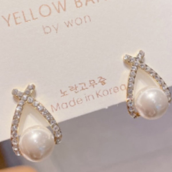 1 par kvinder retro perle øreringe Simple Letter X indlagt diamant