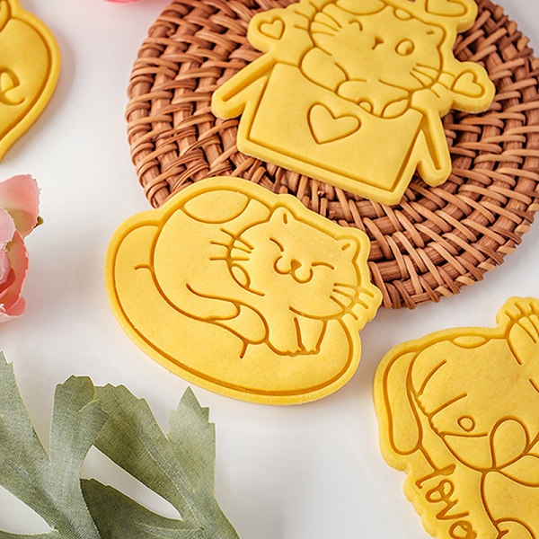 Valentinsdag Mini Cat Cookie Mold DIY Love Fondant kjeks F