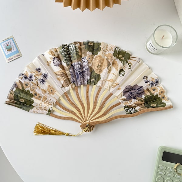 Stil Silke Vifte Folding Vifte Bryllup Vifte Kunst Gaver Dans Hånd F Gold A