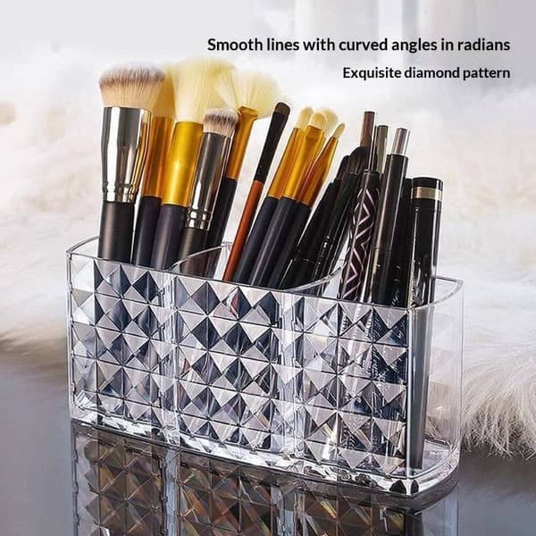 1 stk. 3-rums makeupbørsteholder makeup-organizer kosmetikopbevaring