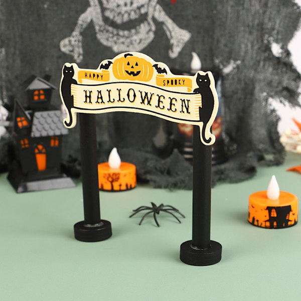1:12 Dukkehus Halloween Dør Katt Gresskar Ornament Dukkehus Fe