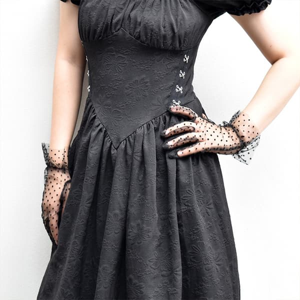 Elegante Lace Dots Handsker Damemode Mesh Hollow Sun Protec Black