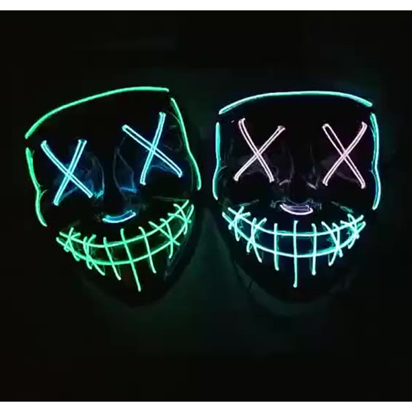 Halloween LED Mask Party Light Up Mixed Color Masque Glow White