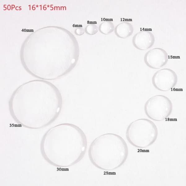 10/50 KPL 6-40mm Pyöreä Kirkas Lasikabochoni Litteä Pohja Läpinäkyvä A7