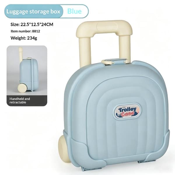 Mini e Børne Trolley Opbevaringskasse Holdbar Tyk Skal Stor Kapacitet Blue S