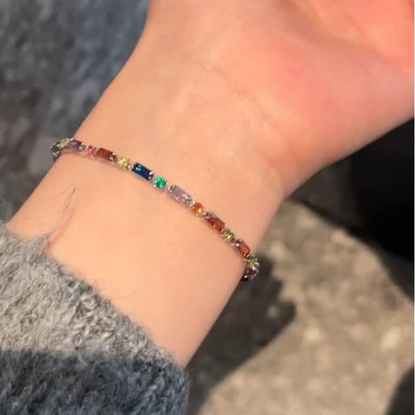 Glitrende farverige krystalarmbånd til kvinder Zirkonkæde Par A8