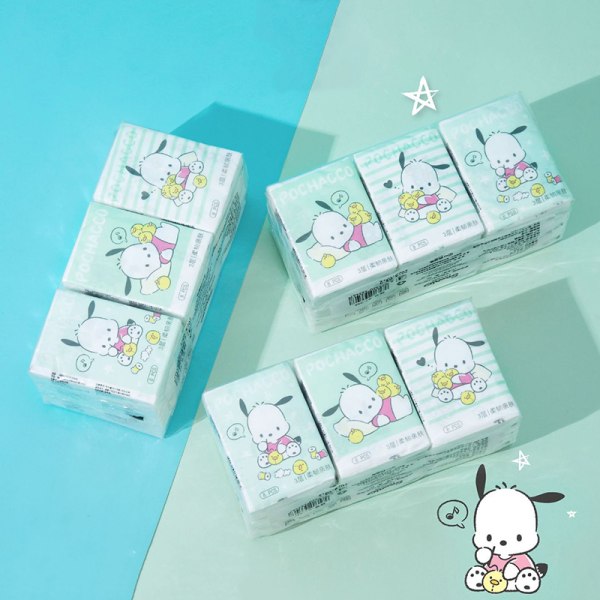 9 kpl Tissue Kawaii Cartoon printed nenäliina ja kannettava tyttö A4