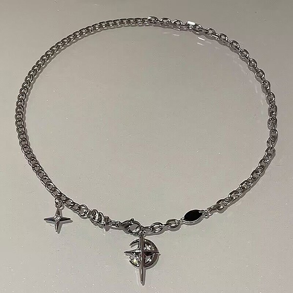 Y2K Kuuban Figaro Chain Star Moon Riipus kaulakoru Punk Black Zi 1PC