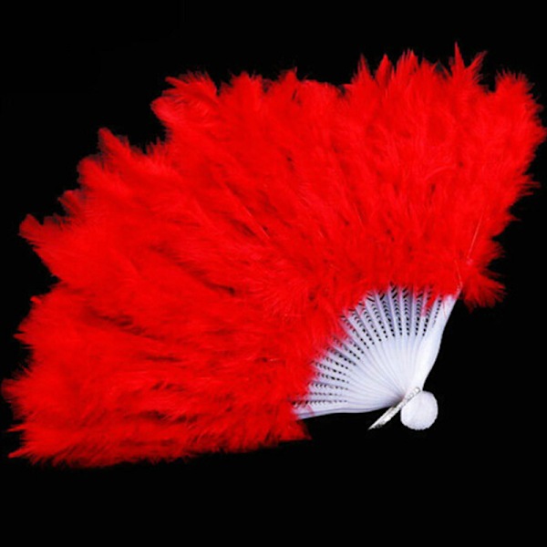 9 färger Ny kostym Bröllop Showgirl Dans Fällbar Hand Fjäder Red