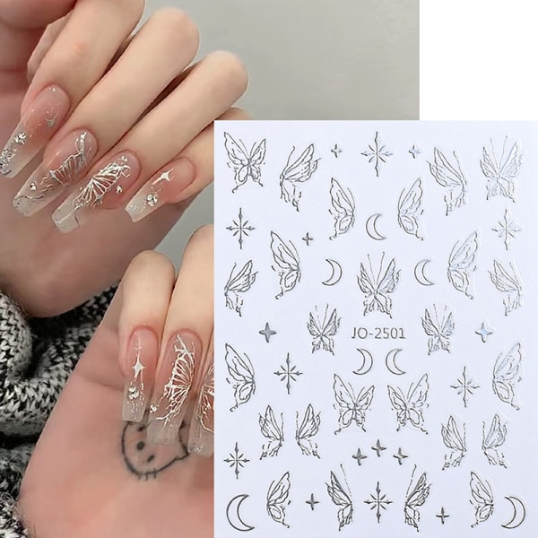 Personlighet Cool Silver Nail Sticker Enhancement Adhesive Magic 2501