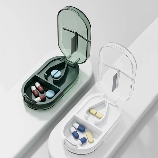 2 I 1 Piller Medicin Knuser Kværn Kværn Splitter Mini White
