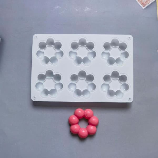 Blomformad Silikonmunkform 3D Fondant Tårta Choklad Bak White