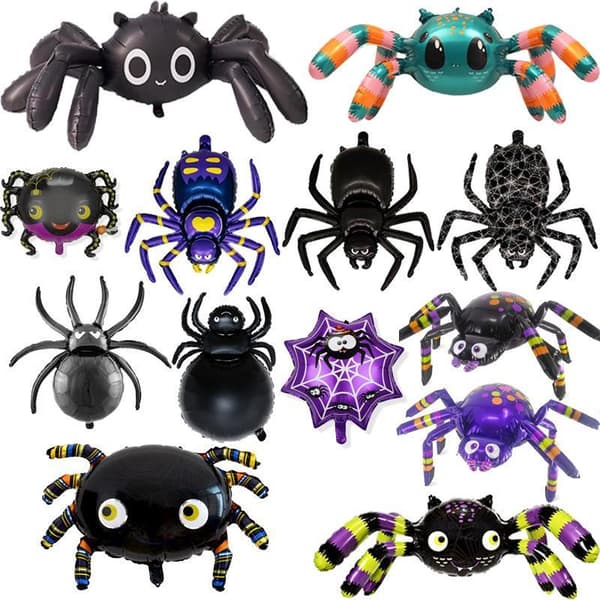 Edderkoppformede folieballonger med mønstre, langvarig oppblåsing A10