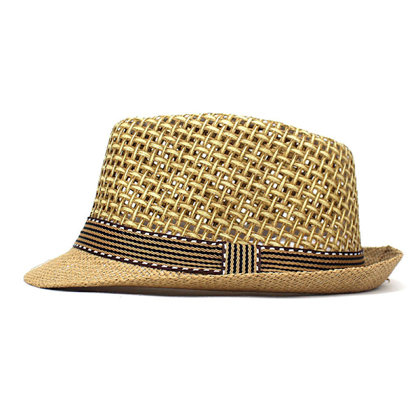 Britiske Menn Strandsolhatter Sommer Cowboy Fedora Retro Jazzhat Khaki